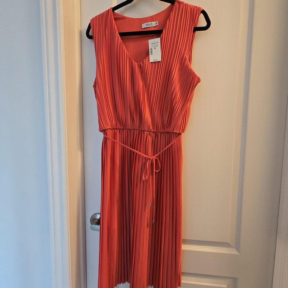 Ricki's Coral Pleated Midi Dress
